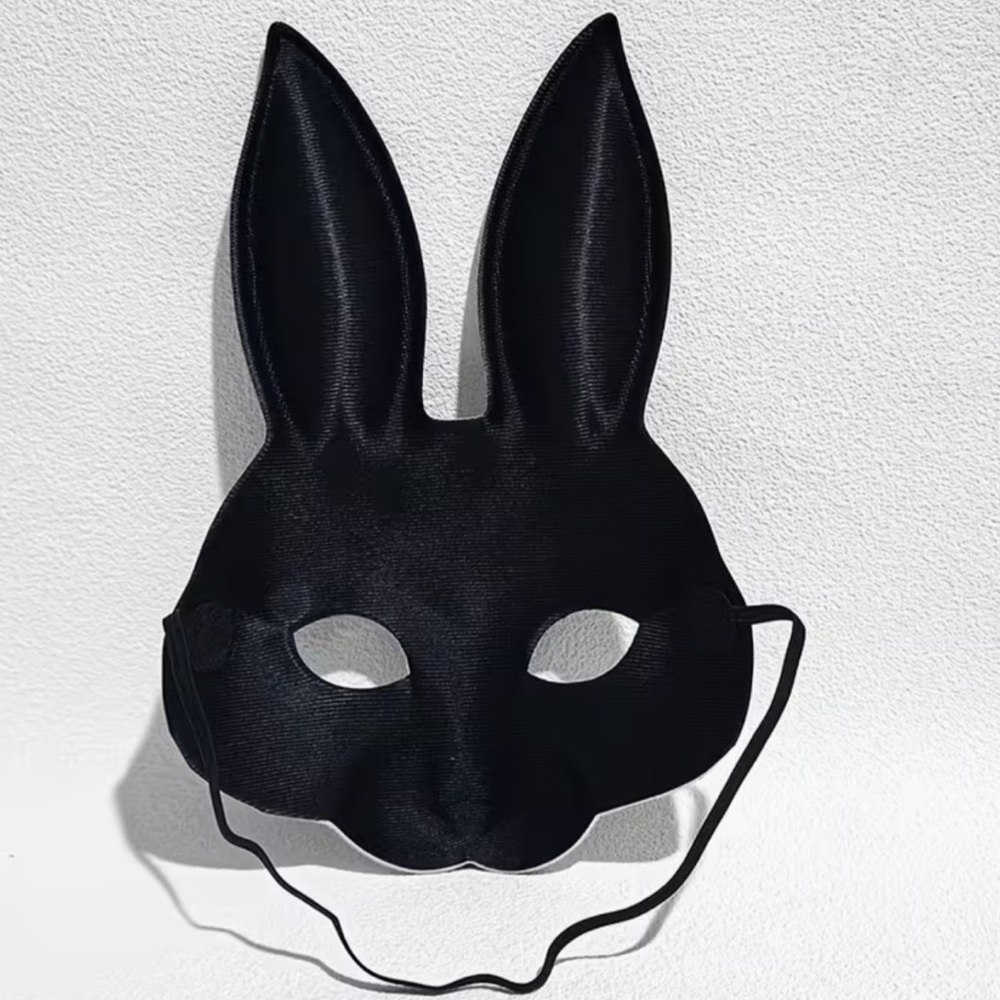 NEW ! boho Blue Floral Bunny Mask - Picture 2 of 4
